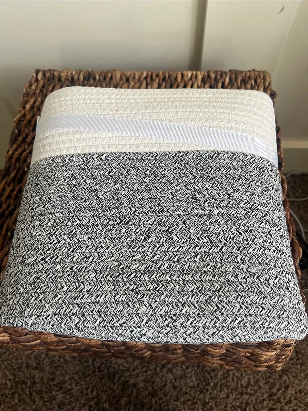 Neutral Gray & Cream Woven Bedding Throw
